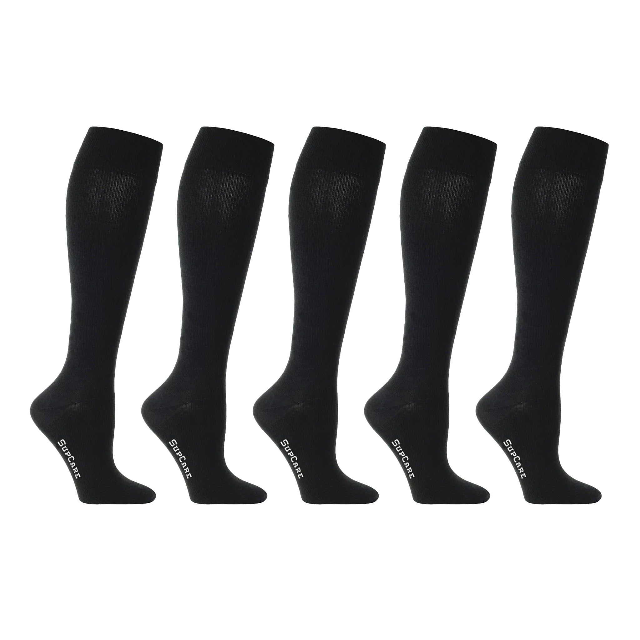 Support socks cotton black for swollen and tired legs 5-pack