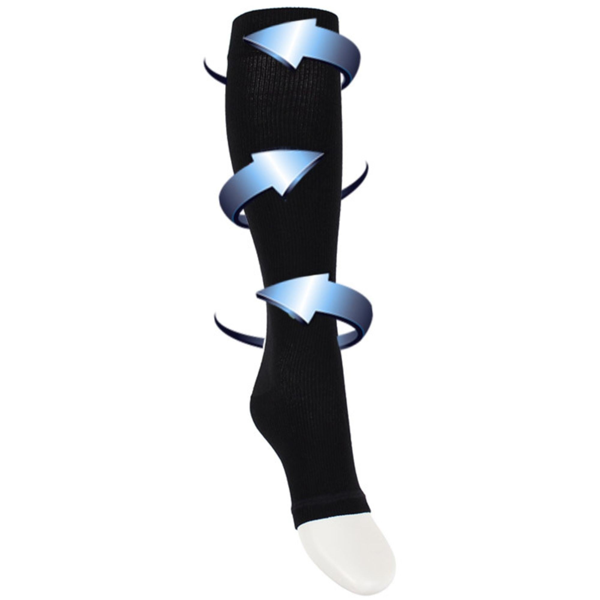 Open toe support socks black for swollen and tired legs