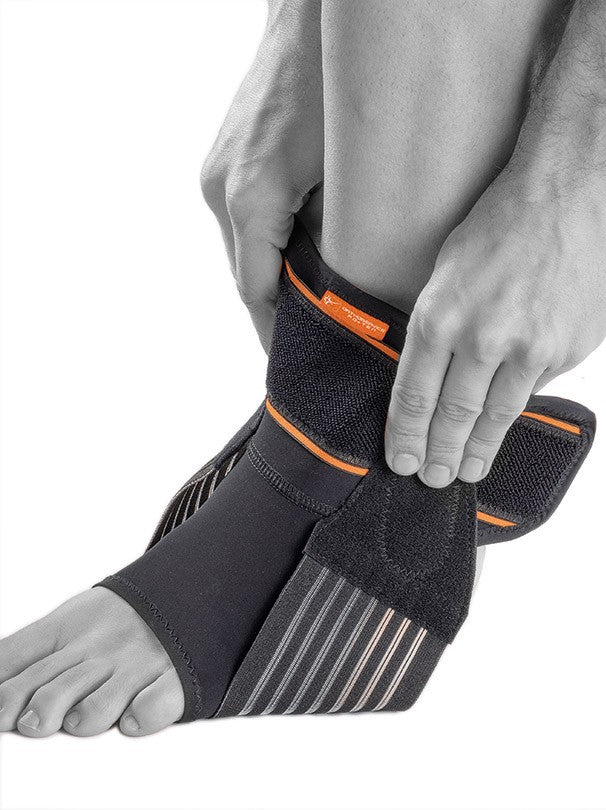 Ankle support with elastic figure-of-eight bands for unstable ankles