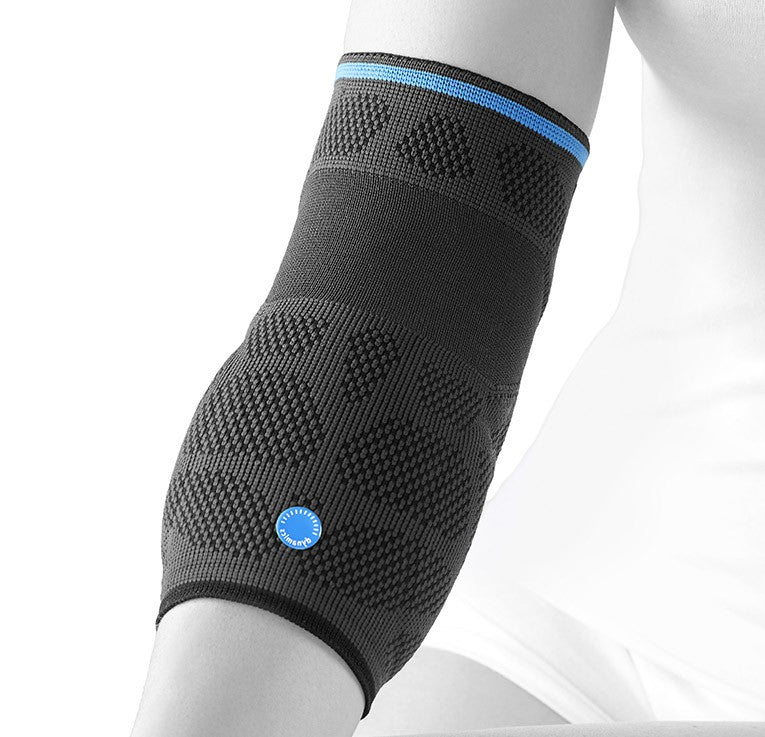 Dynamics Plus elbow protector with double-sided relief for tennis arm, golf arm and mouse arm
