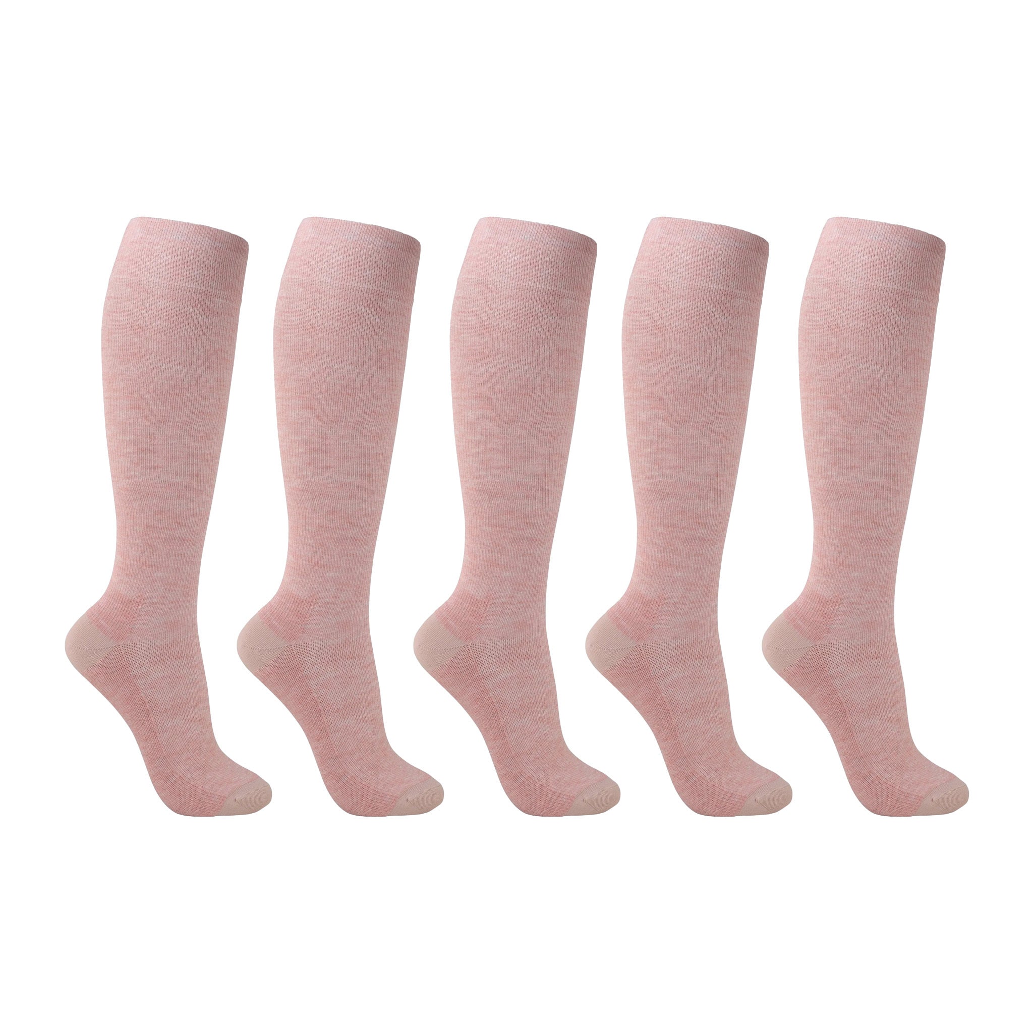 Pink support socks for tired and swollen legs 5-pack