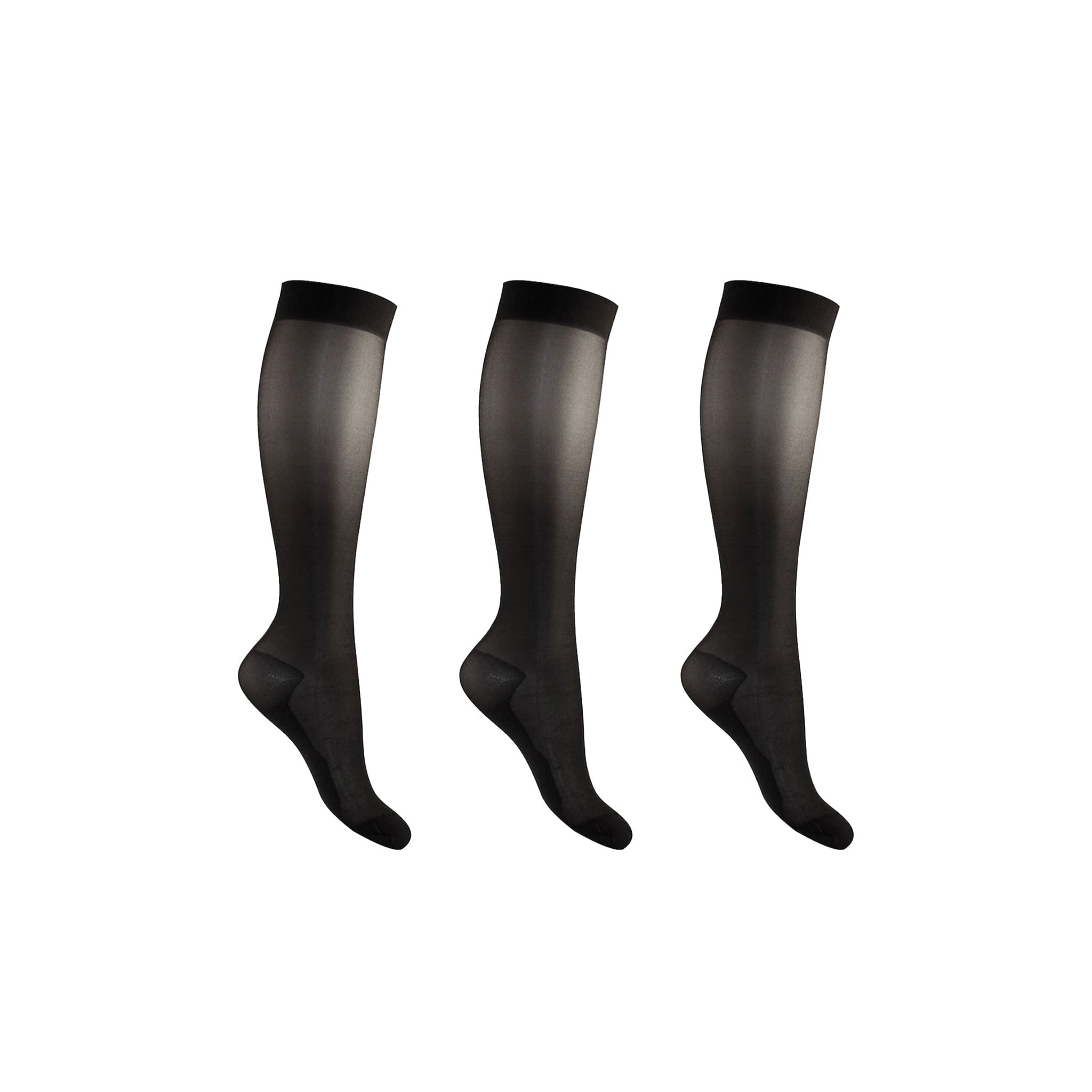 Support stockings extra thin black for swollen and tired legs 3-pack