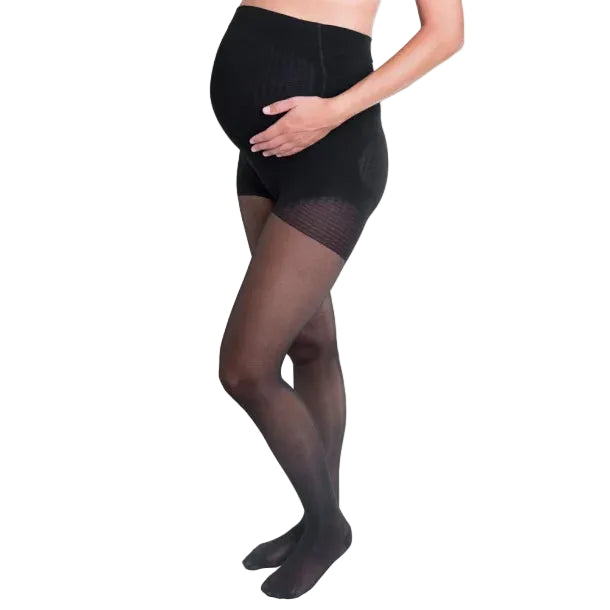 Support tights for pregnant women, black, for reduced swelling and firmer legs