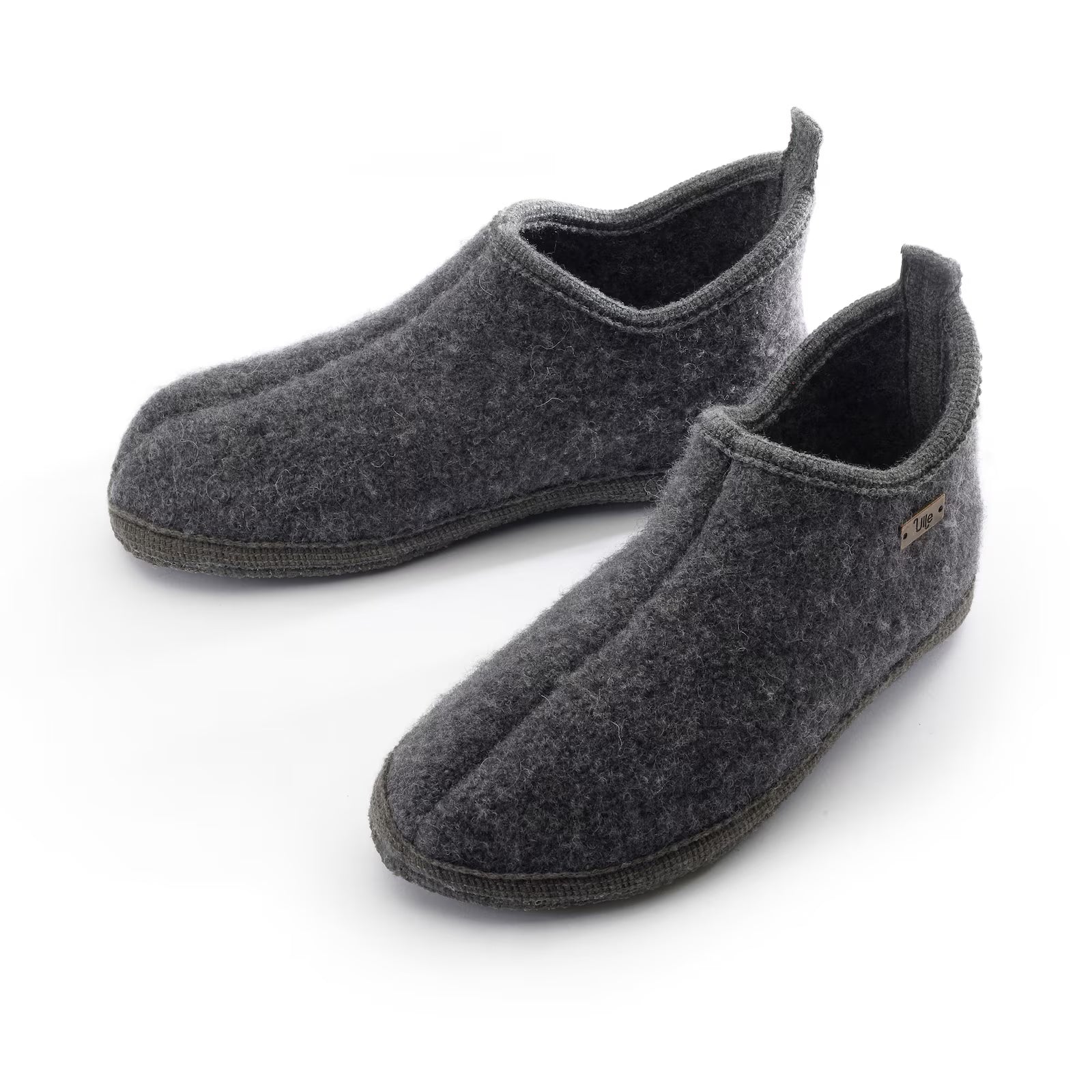 Slippers Wool Cottage dark grey melange