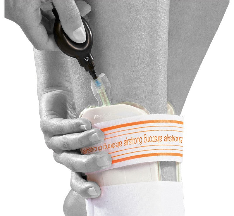 Airstrong ankle support for stabilization of acutely injured ankle