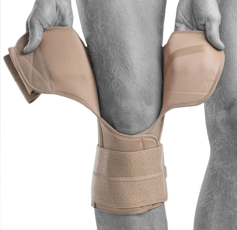 ARX Liga Spring Wrap knee brace beige for the elderly with knee pain and limited mobility