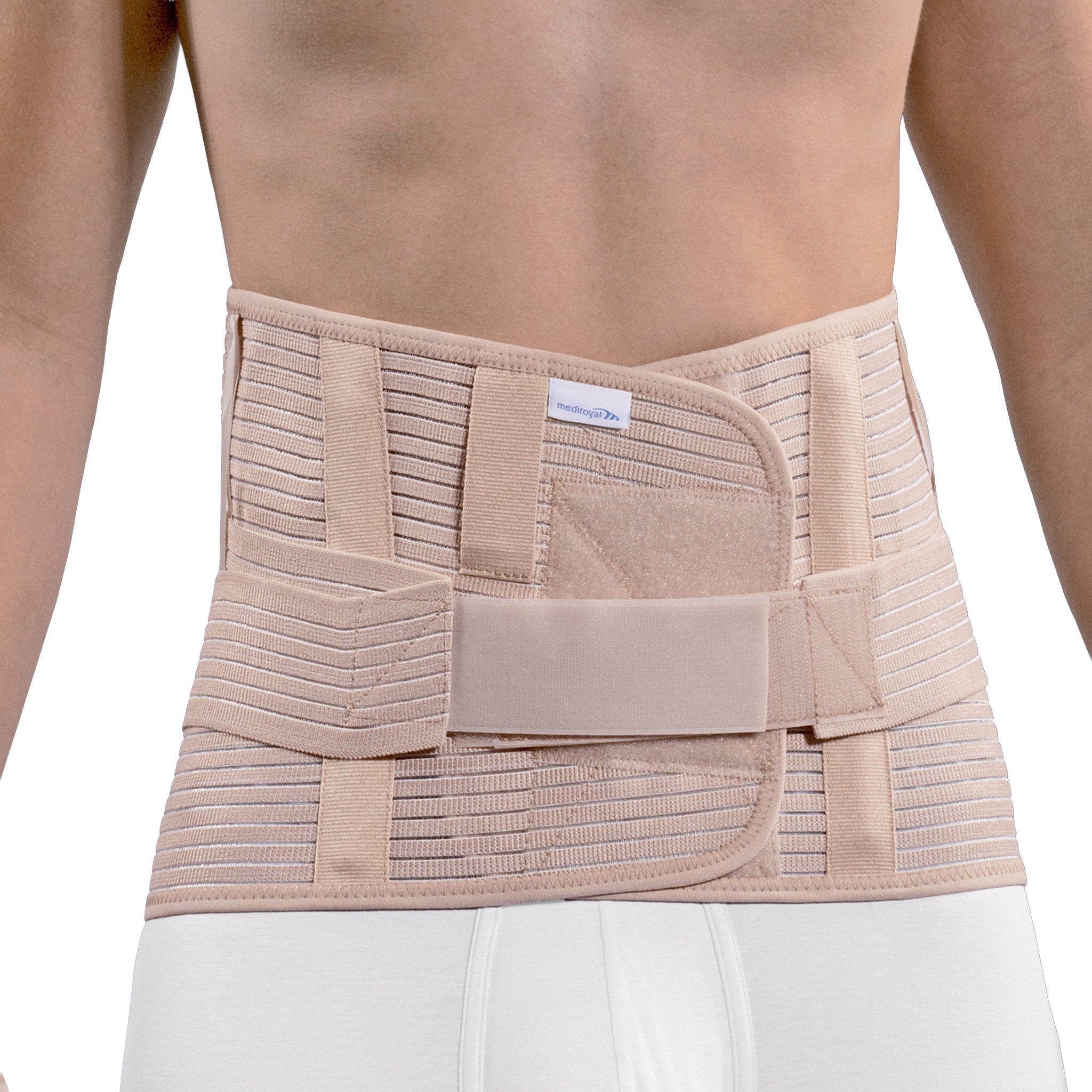Back brace with extra stabilizing strap low model beige