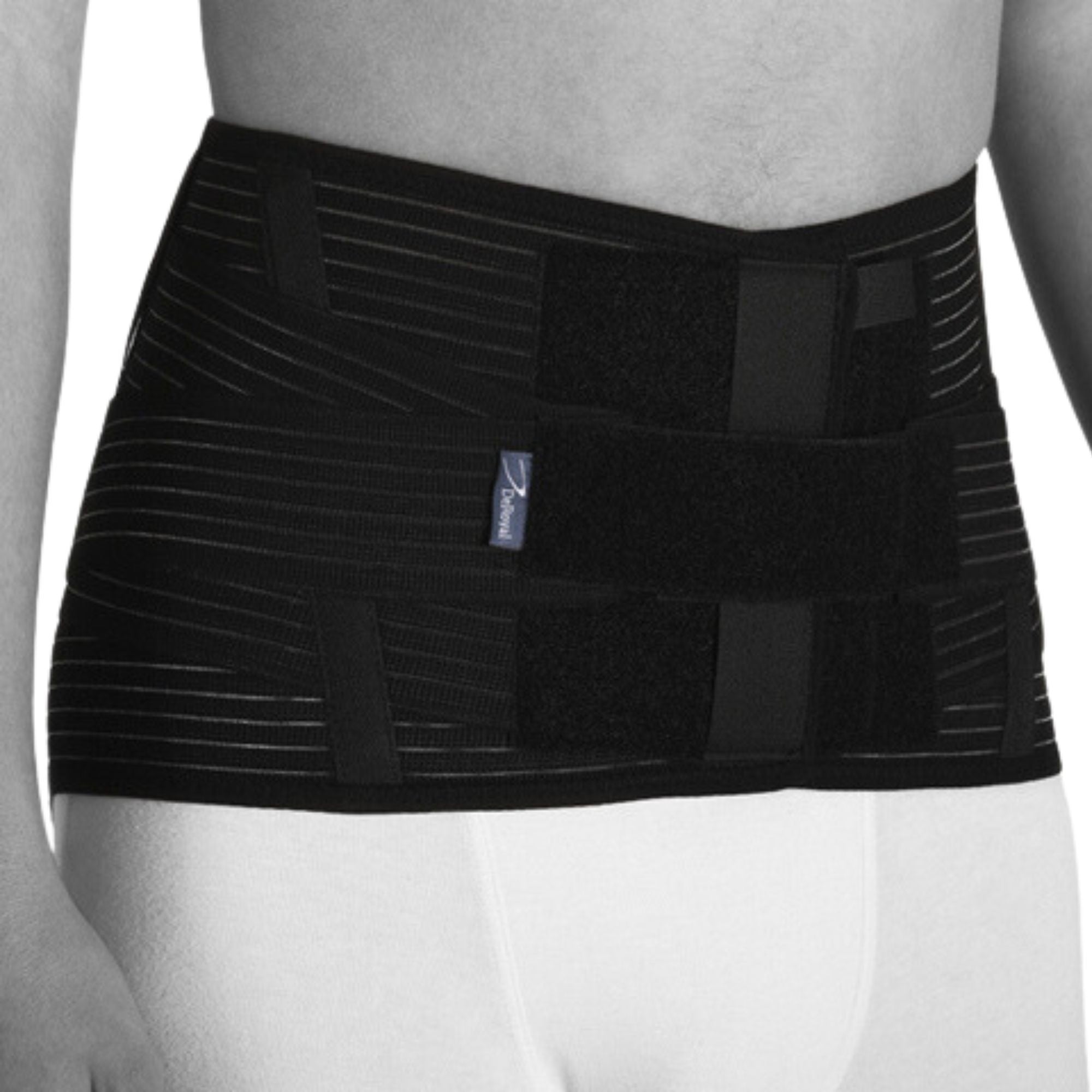 Back brace with extra stabilizing strap low model black