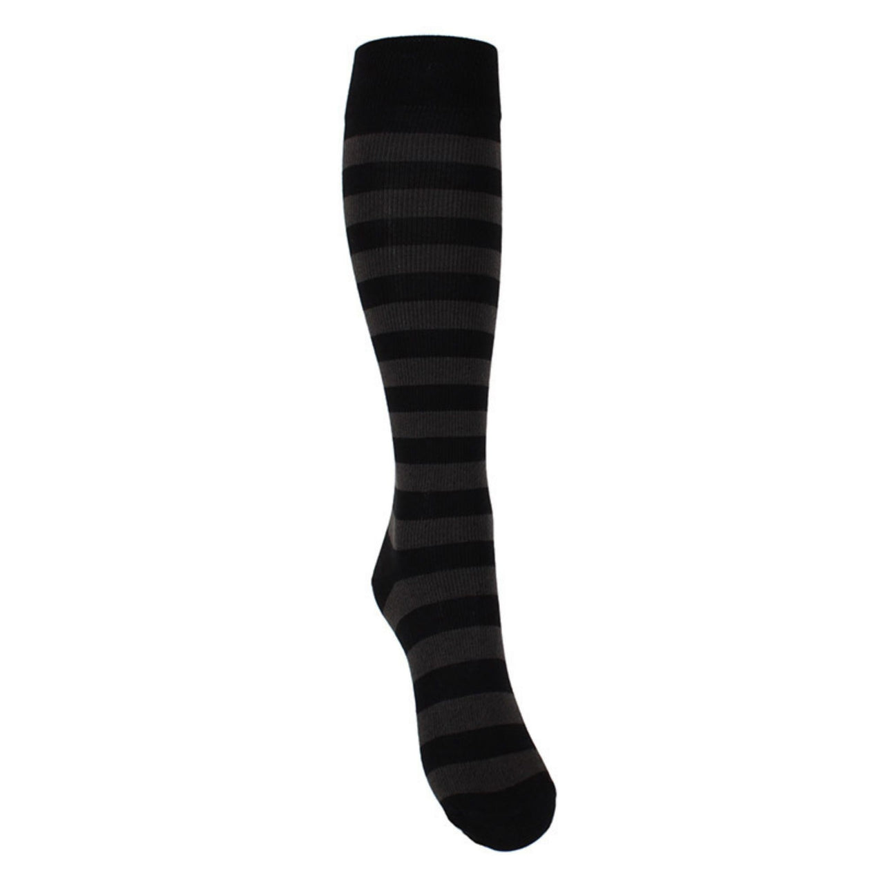 Support stockings black-gray striped for swollen and tired legs