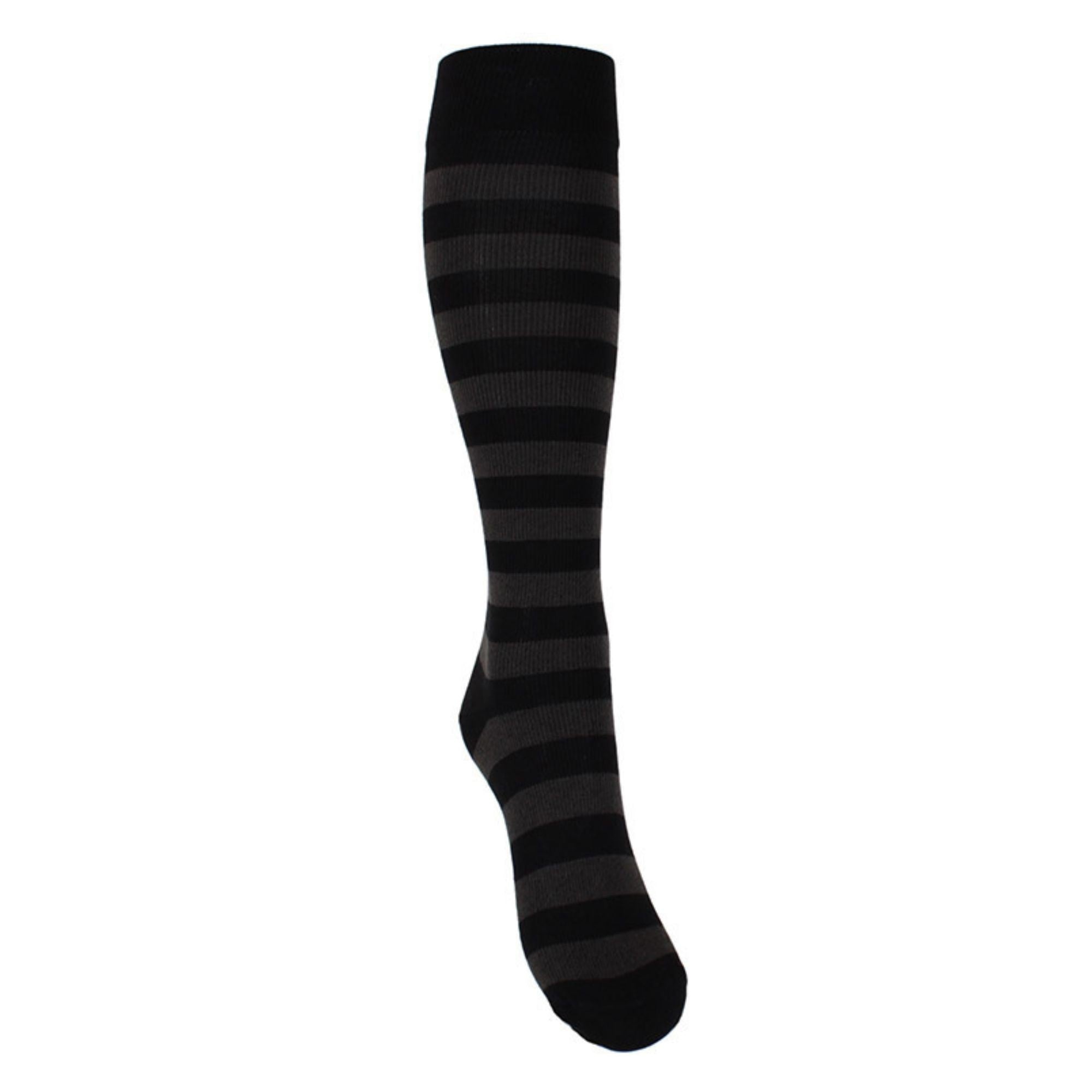 Support stockings black-gray striped for swollen and tired legs