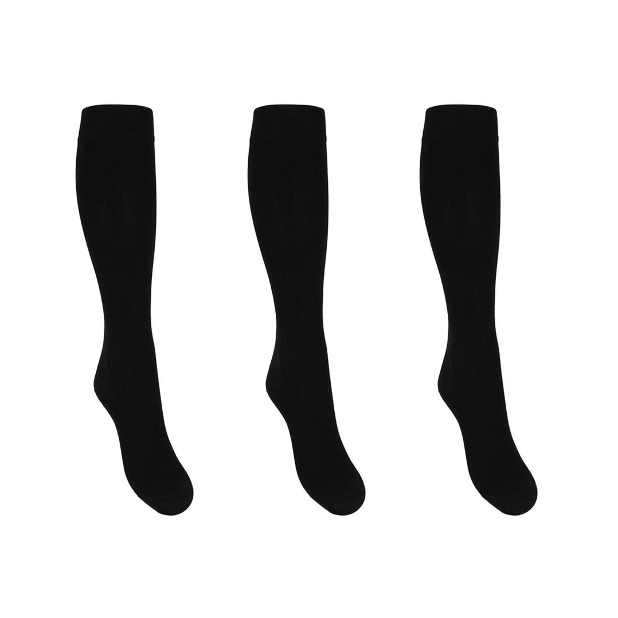 Support stockings bamboo black 15–21 mmHg for tired and swollen legs 3–pack