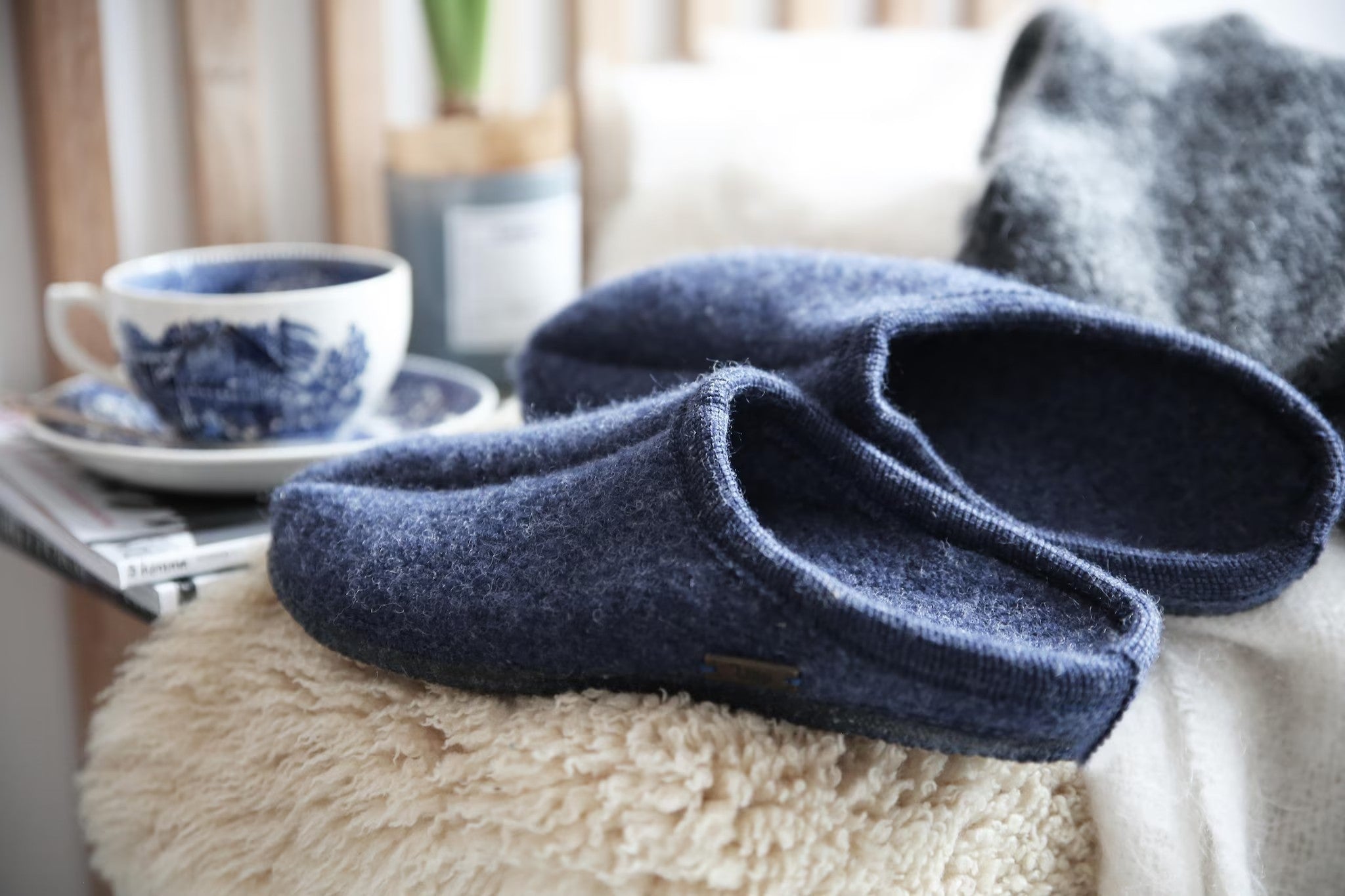 Wool slippers Wool Original denim