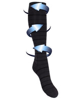 Support socks with grey and black stripes for swollen and tired legs