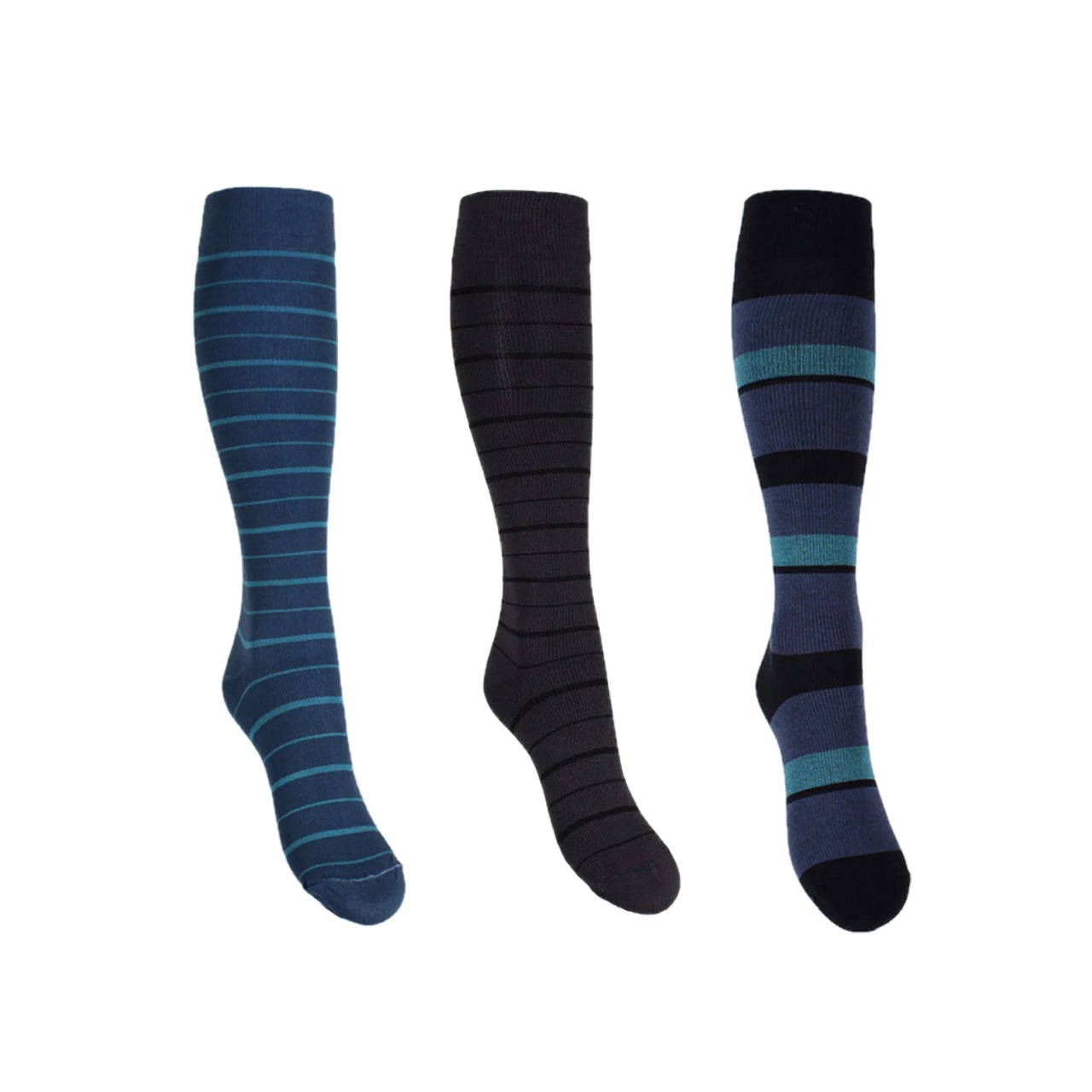 Striped  compression socks for tired and swollen legs 3-pack