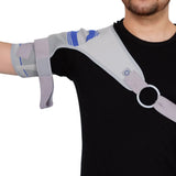 Acromed shoulder brace for extra support and to limit arm movement